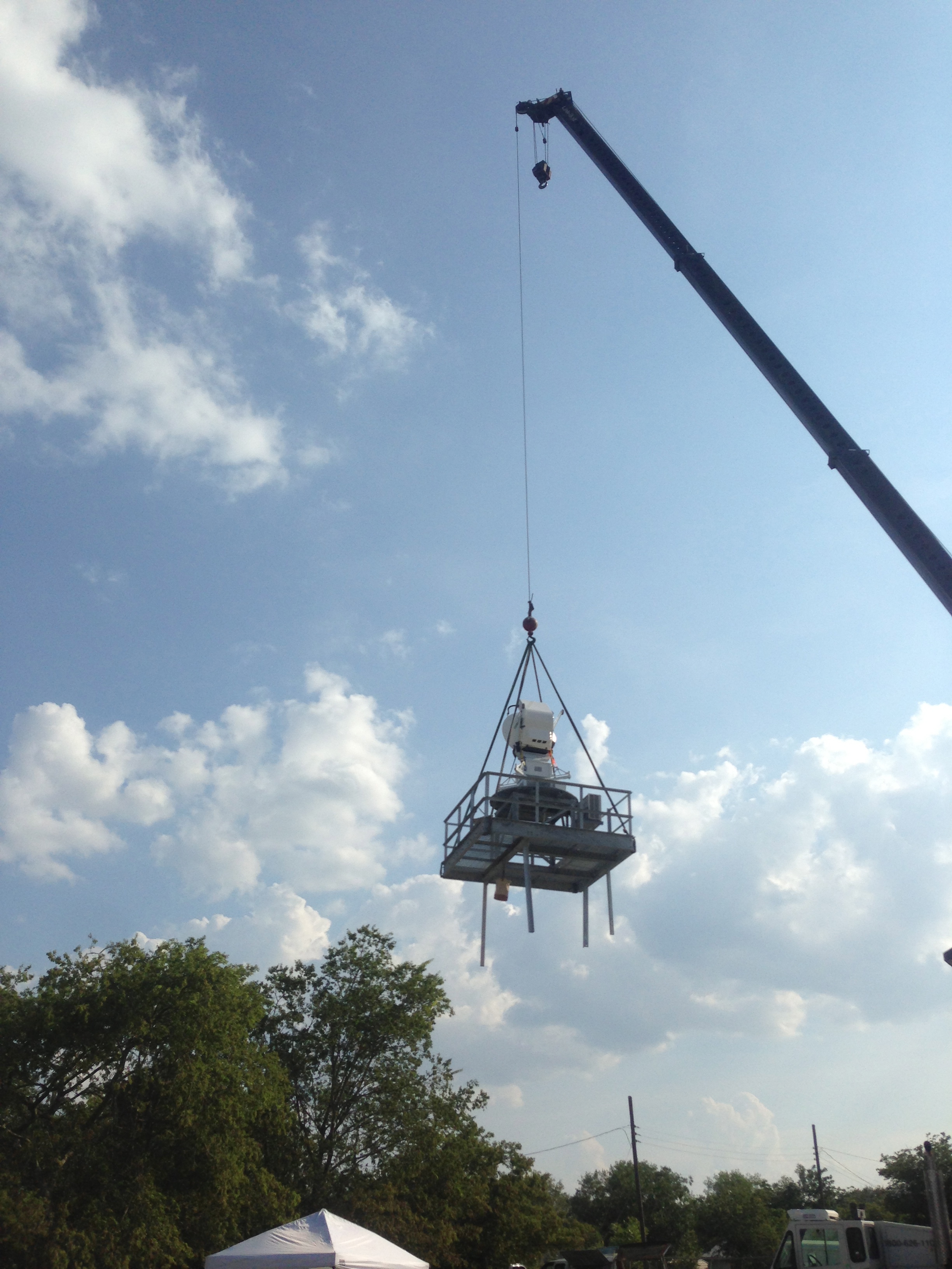 Platform and tower being installed