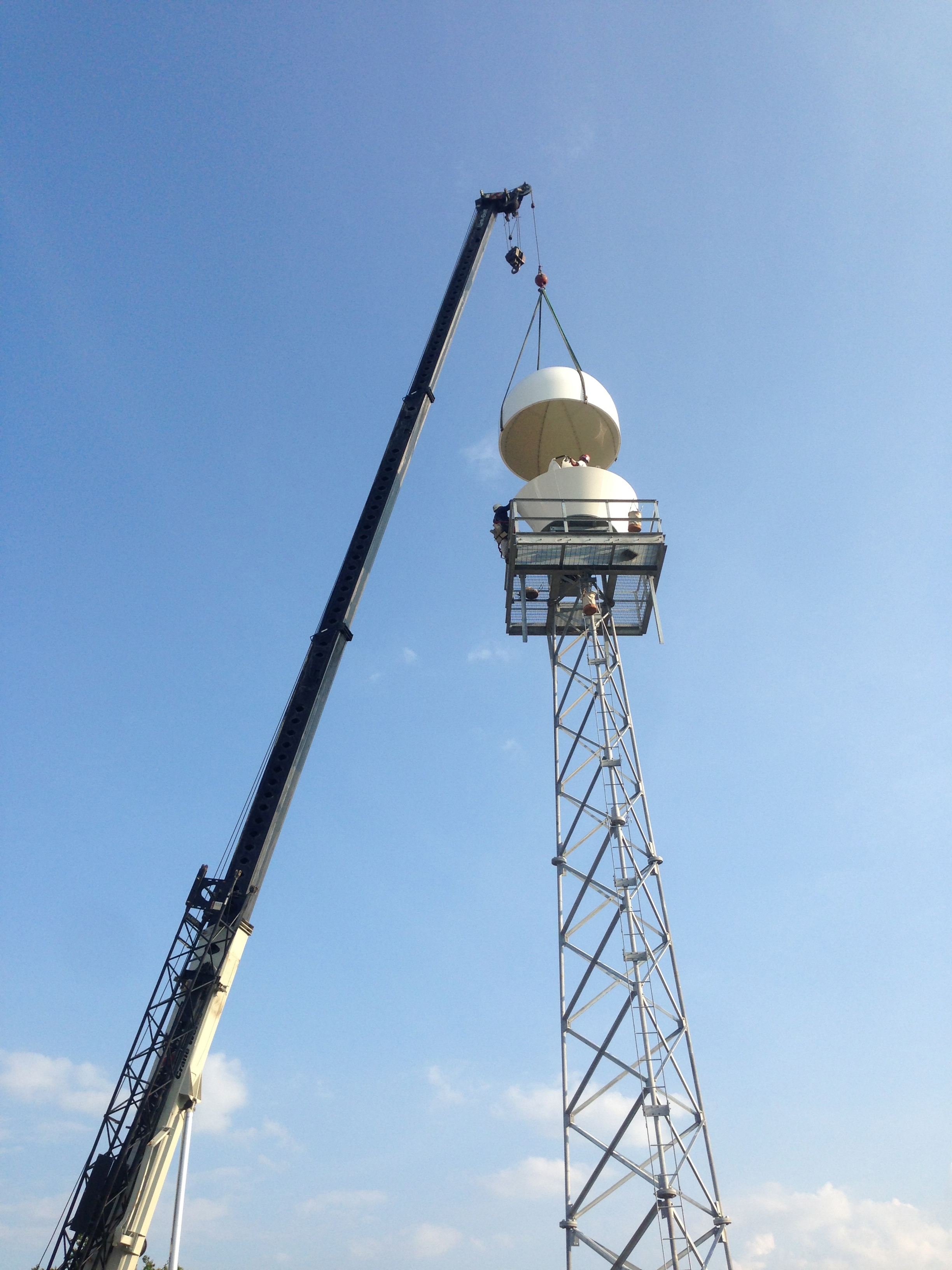 Radome being lowered