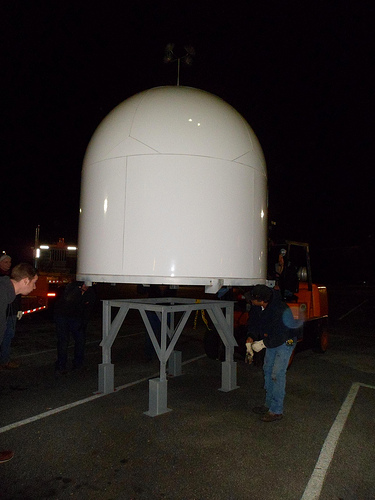 Radar being lowered on platform